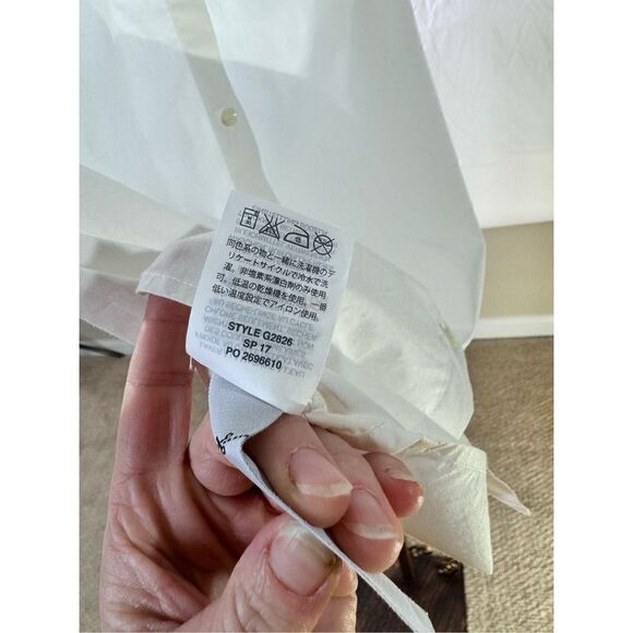 J.Crew Tipped Button-Back Bell Sleeve White Cotton Top Size 4 - Picture 6 of 7